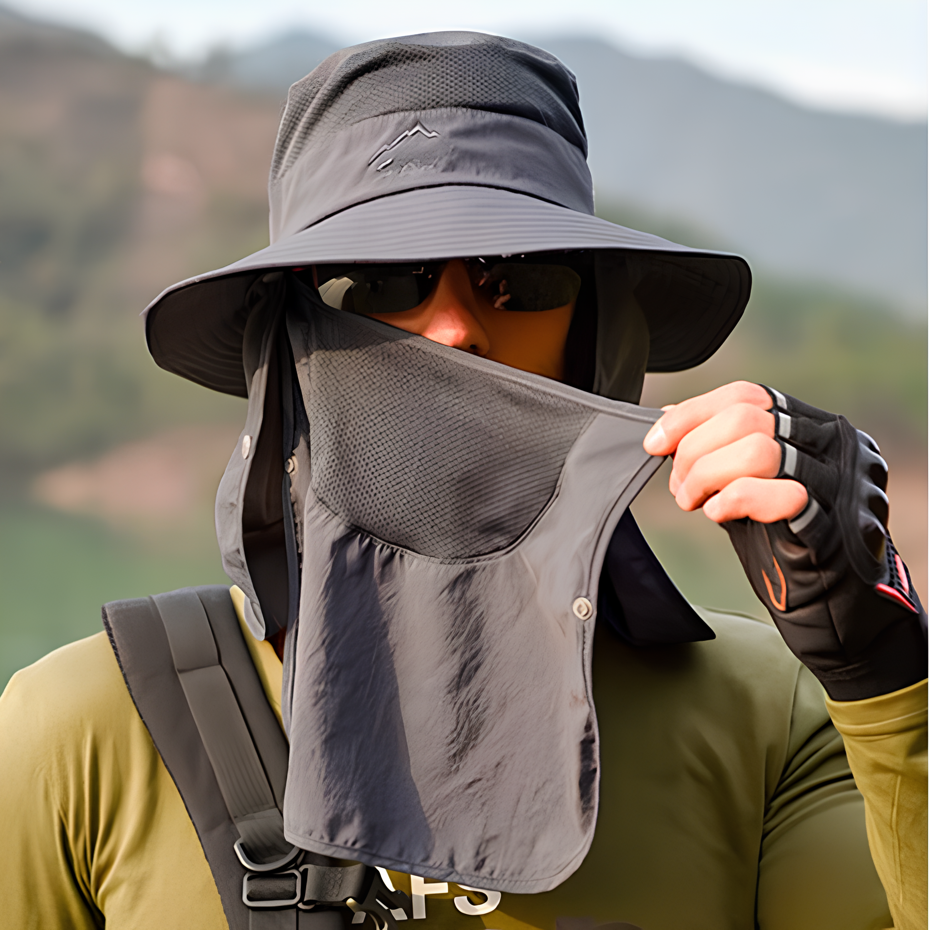 Sonnenhut mit Nackenschutz UV-Schutz für Wandern und Angeln