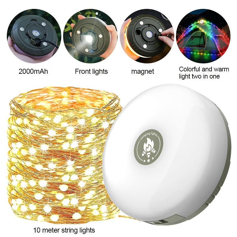 LED Campinglampe mit Lichterkette RGB wiederaufladbar