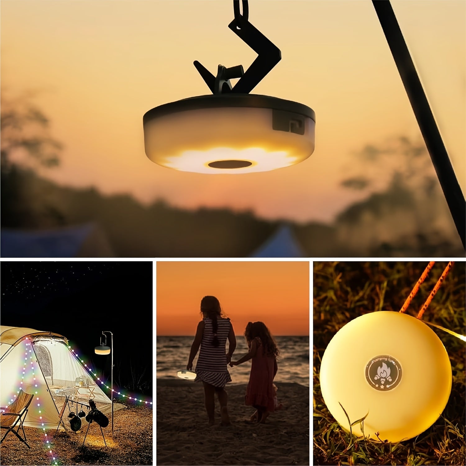 LED Campinglampe mit Lichterkette RGB wiederaufladbar
