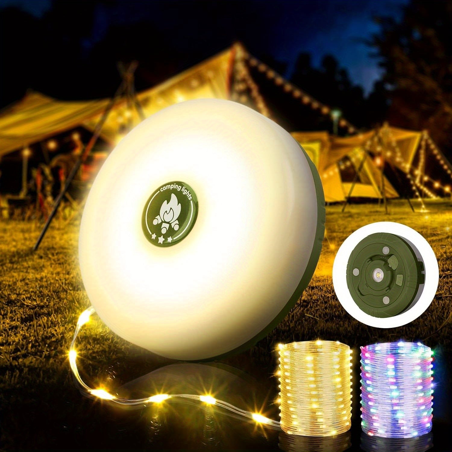 LED Campinglampe mit Lichterkette RGB wiederaufladbar