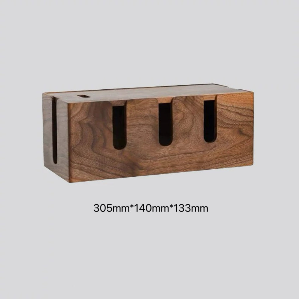 TimberWire Black Walnut Power Strip Organizer Box