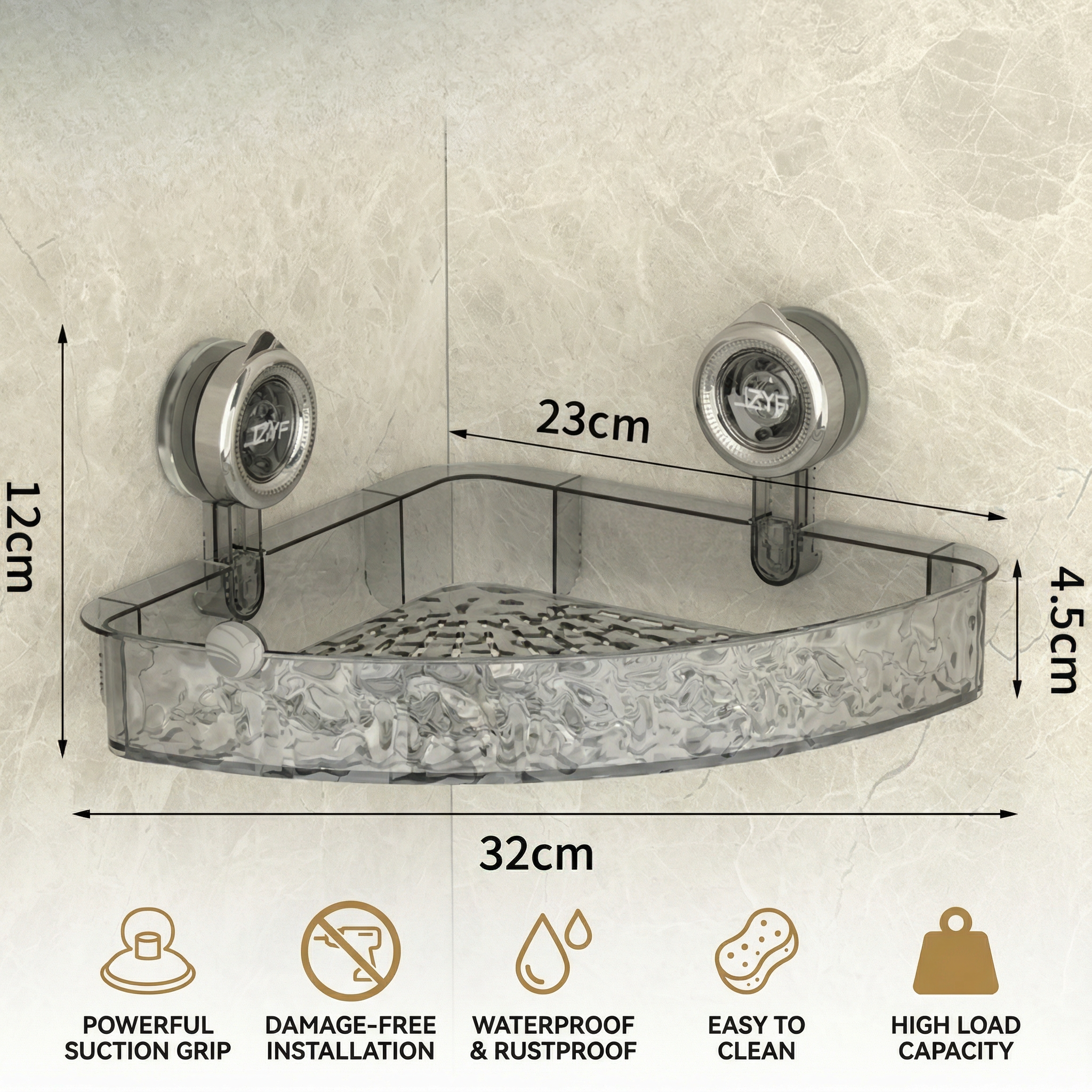 Corner Grip Suction Shelf