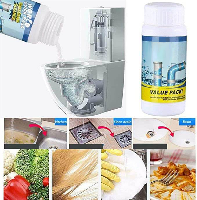 Abflussreiniger Pulver mit Aktivschaum | Löst Fett, Haare & Ablagerungen | Geruchsneutralisierung | Für Spüle, Dusche & Balkonablauf