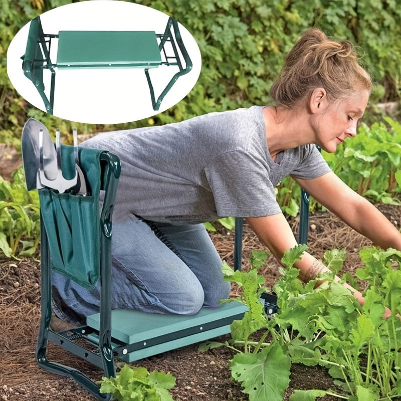 Gartenkniebank Klappbar mit Werkzeugtaschen für Gartenarbeit