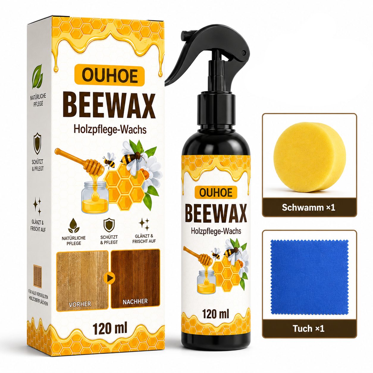Bienenwachs Holzpflege Spray Natürlich für Möbel und Holzoberflächen