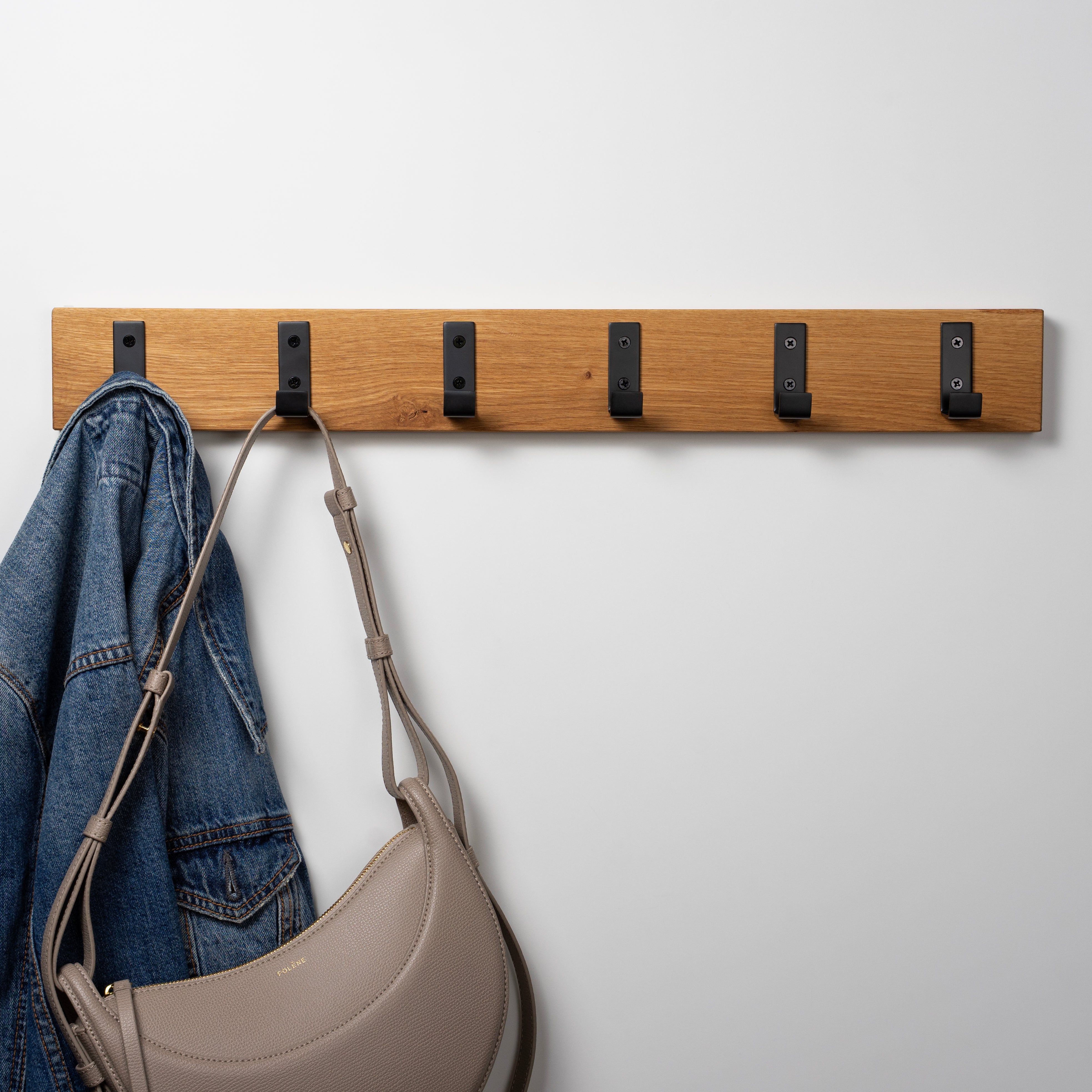 Wandgarderobe Eiche mit Metallhaken für Flur und Eingangsbereich