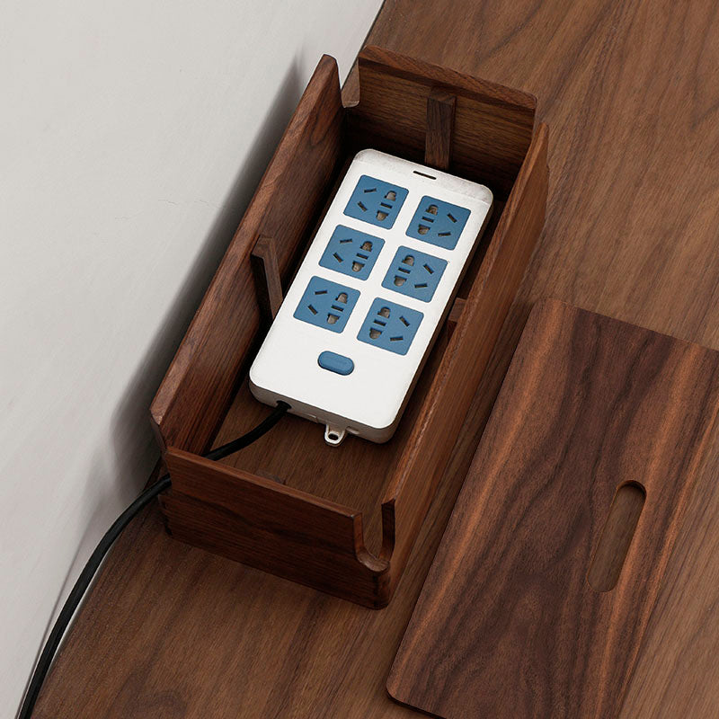 TimberWire Black Walnut Power Strip Organizer Box