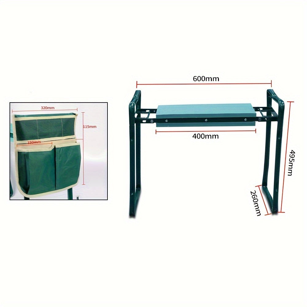 Gartenkniebank Klappbar mit Werkzeugtaschen für Gartenarbeit