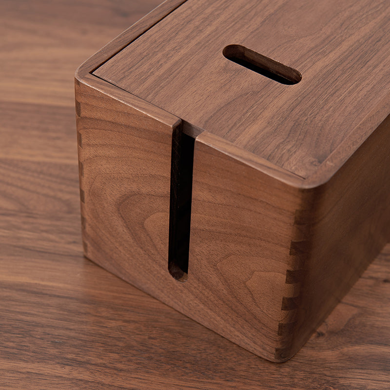TimberWire Black Walnut Power Strip Organizer Box