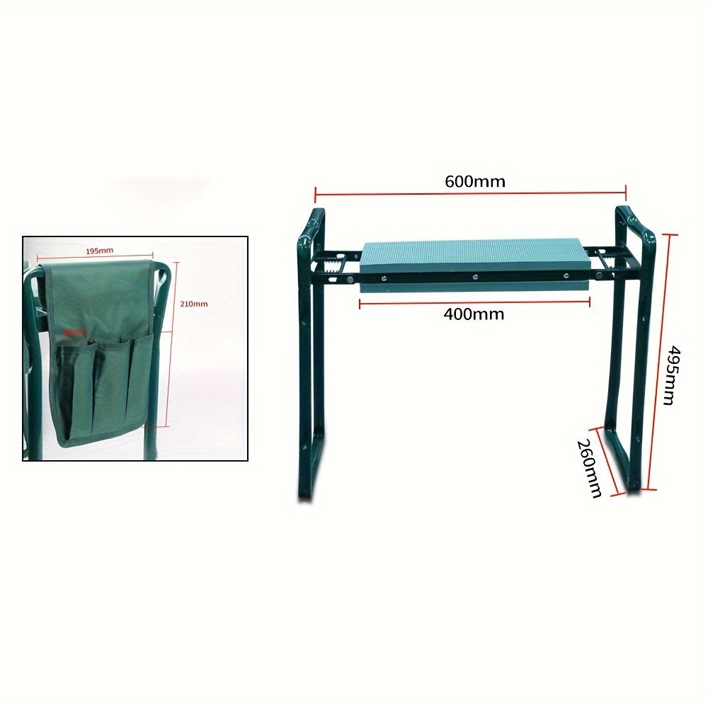 Gartenkniebank Klappbar mit Werkzeugtaschen für Gartenarbeit
